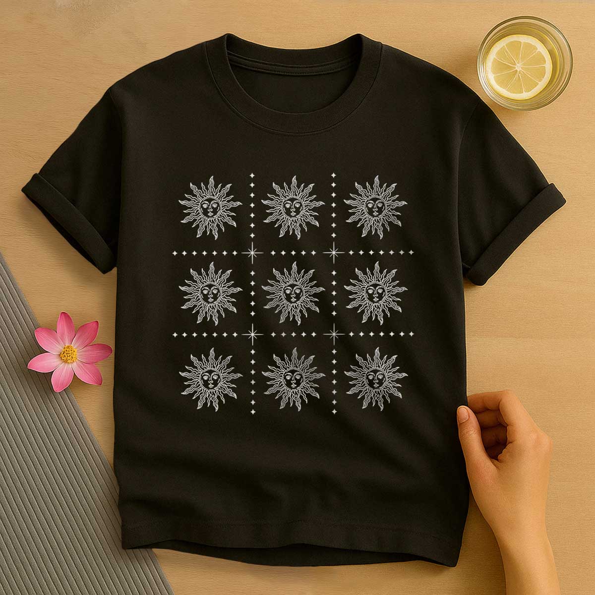 Boho Celestial Sun Pattern T-Shirt