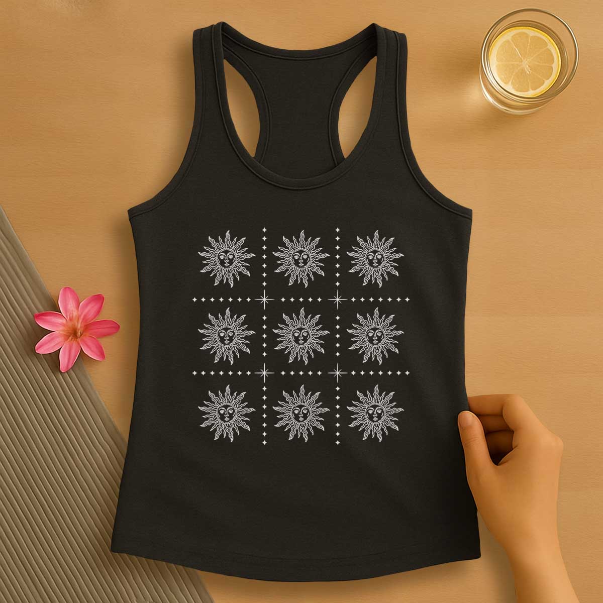 Boho Celestial Sun Pattern Tank Top