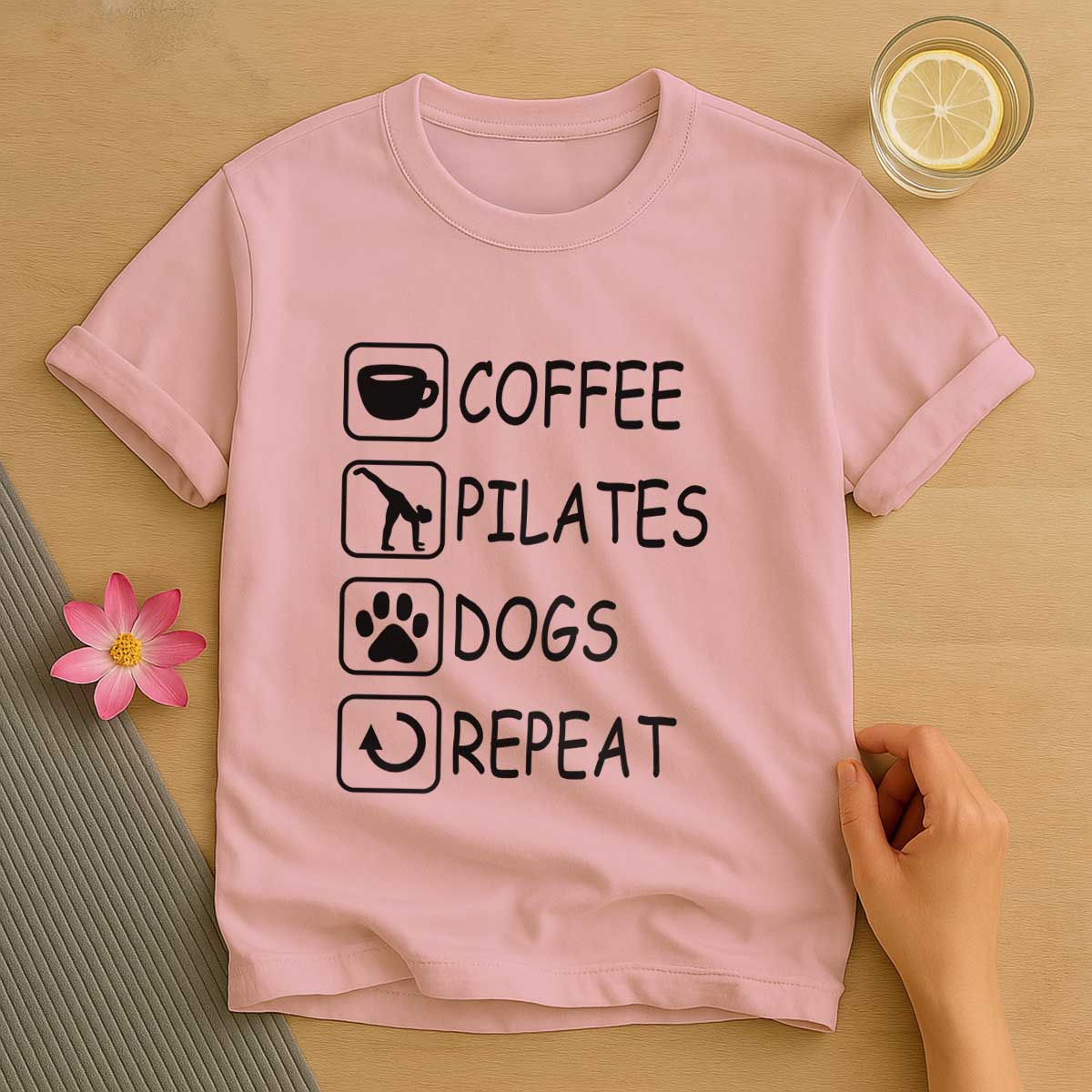 Coffee Pilates Dog Repeat T-Shirt