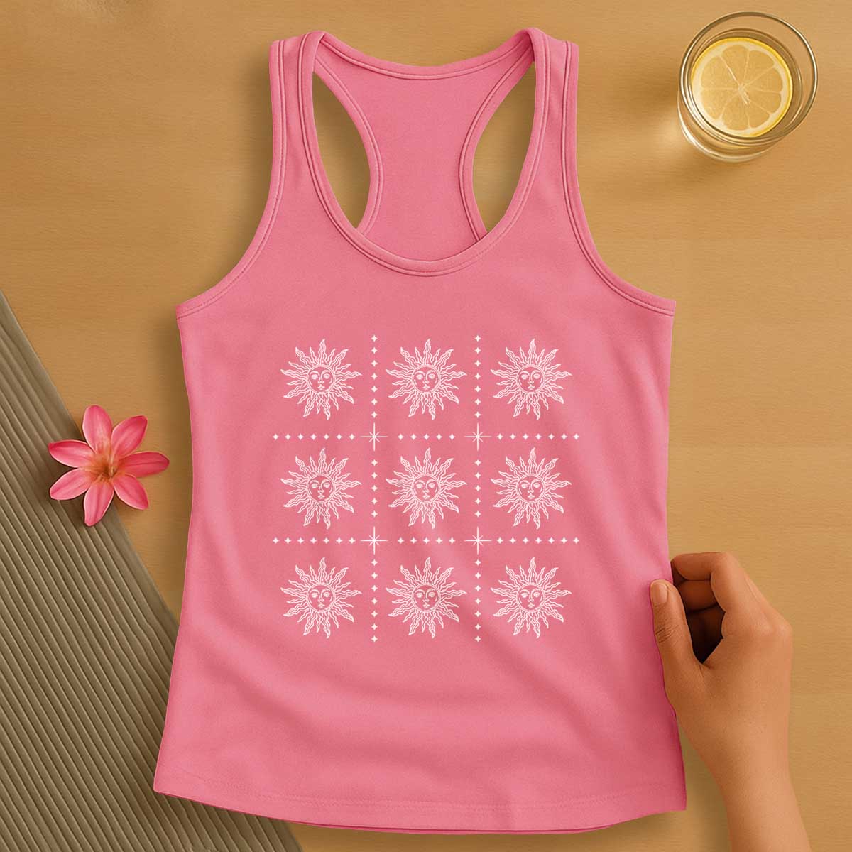 Boho Celestial Sun Pattern Tank Top