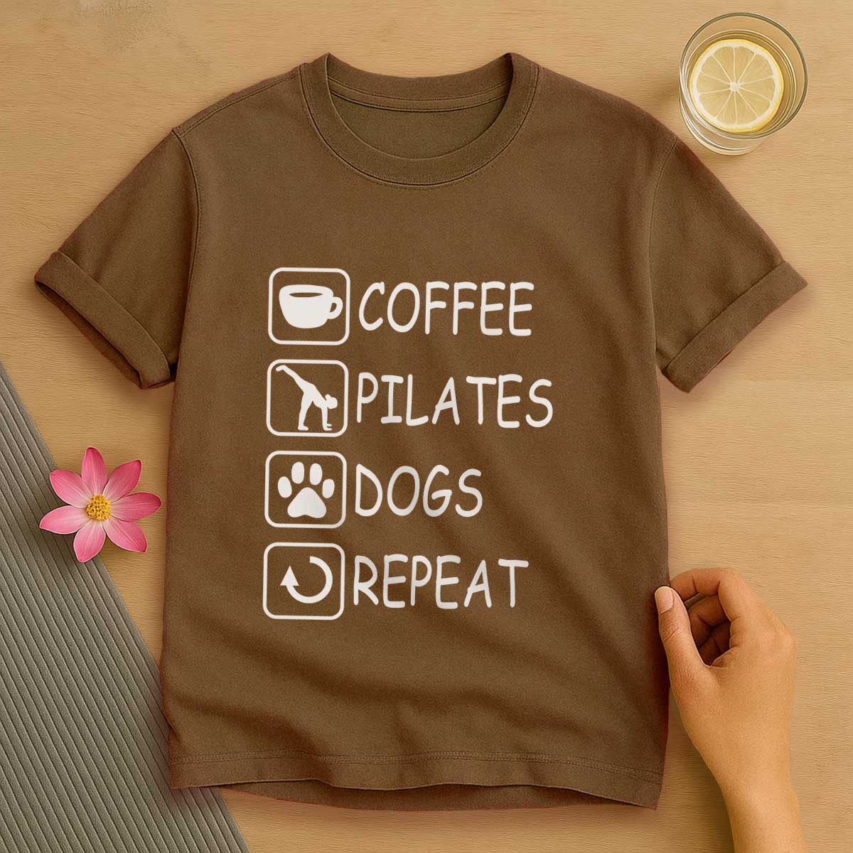 Coffee Pilates Dog Repeat T-Shirt