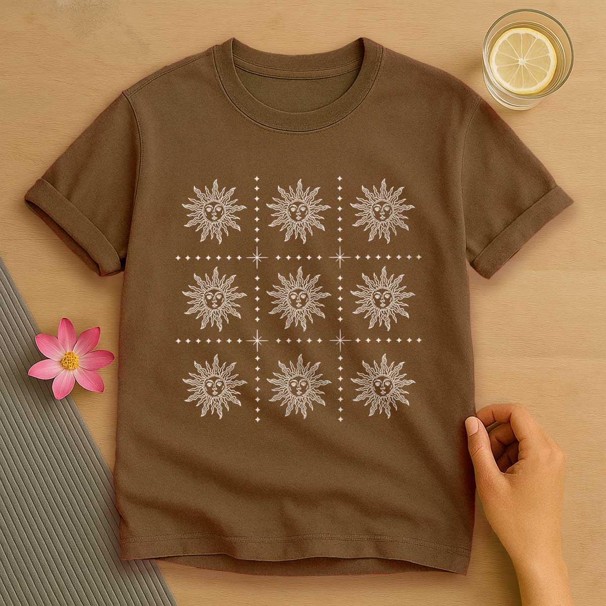 Boho Celestial Sun Pattern T-Shirt