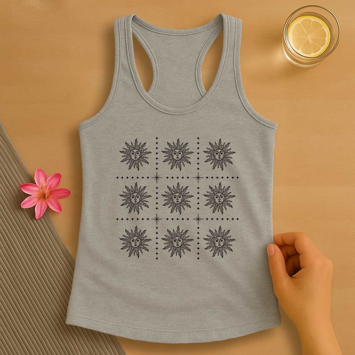 Boho Celestial Sun Pattern Tank Top