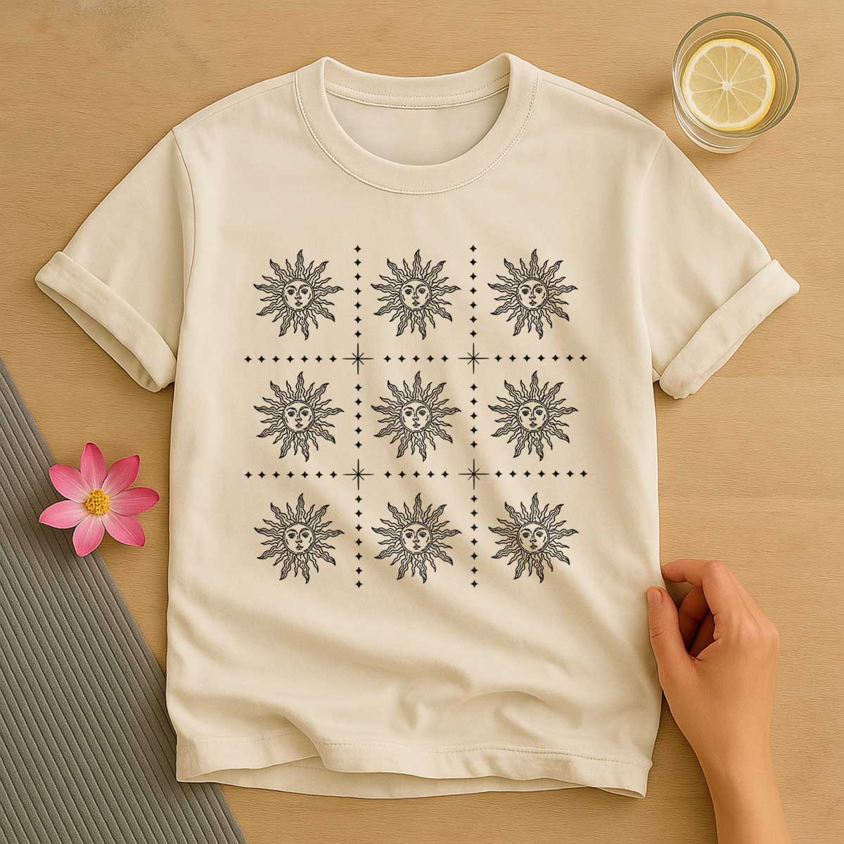 Boho Celestial Sun Pattern T-Shirt
