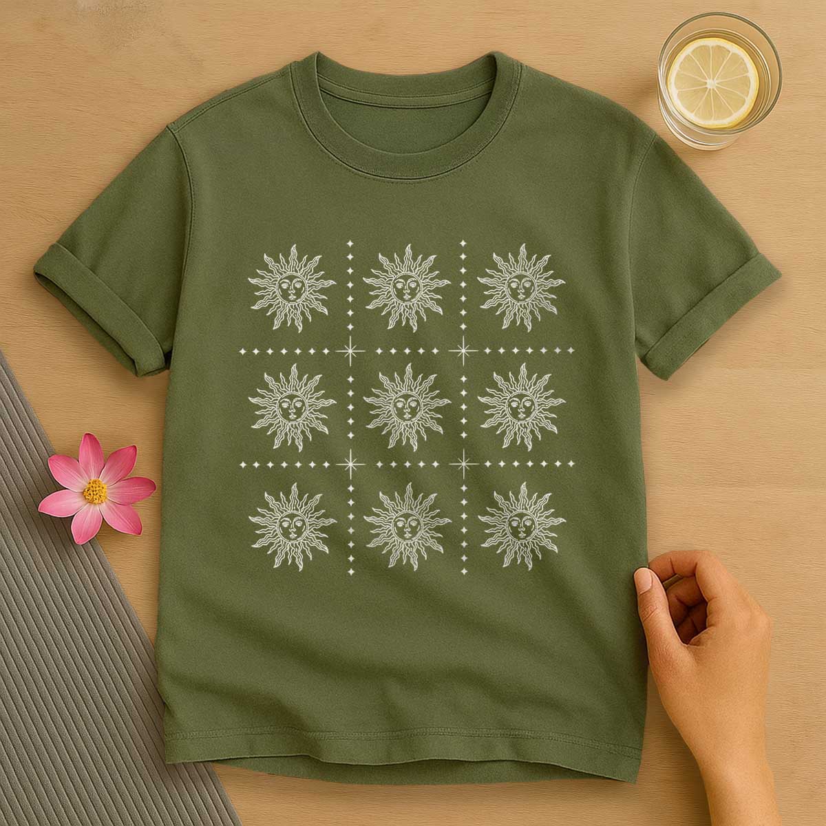 Boho Celestial Sun Pattern T-Shirt