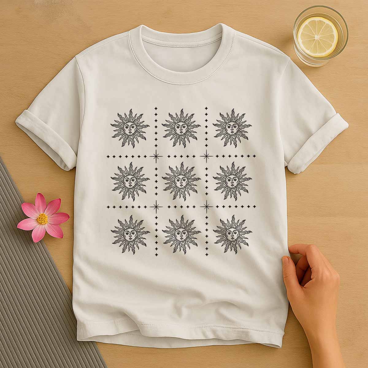 Boho Celestial Sun Pattern T-Shirt