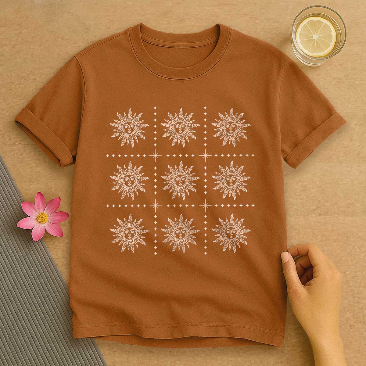 Boho Celestial Sun Pattern T-Shirt