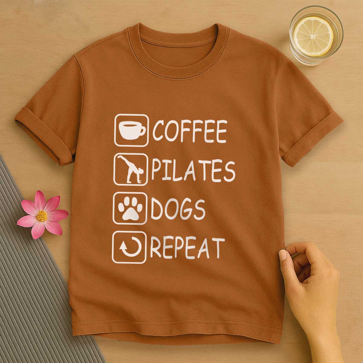 Coffee Pilates Dog Repeat T-Shirt