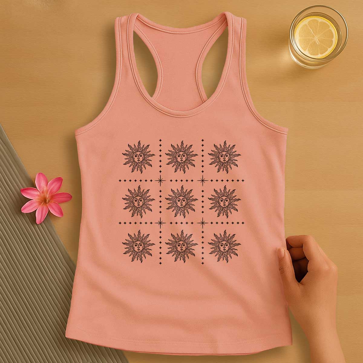 Boho Celestial Sun Pattern Tank Top
