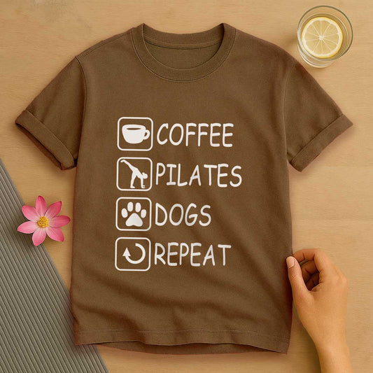 Coffee Pilates Dog Repeat T-Shirt