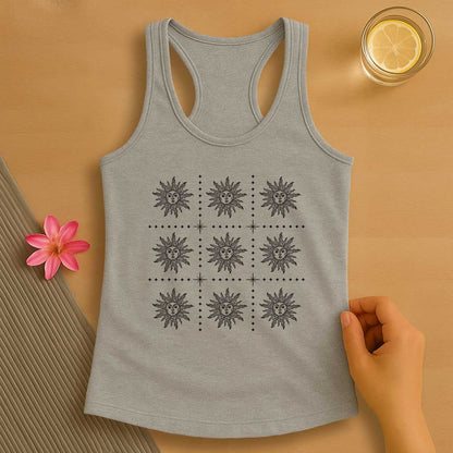Boho Celestial Sun Pattern Tank Top